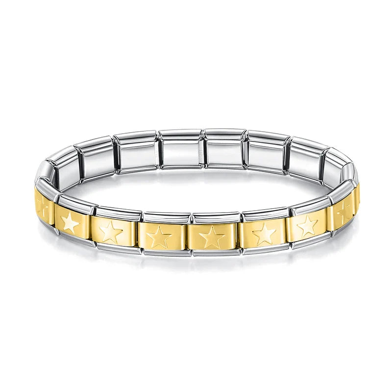 Brazalete Plateado Estrella Dorado