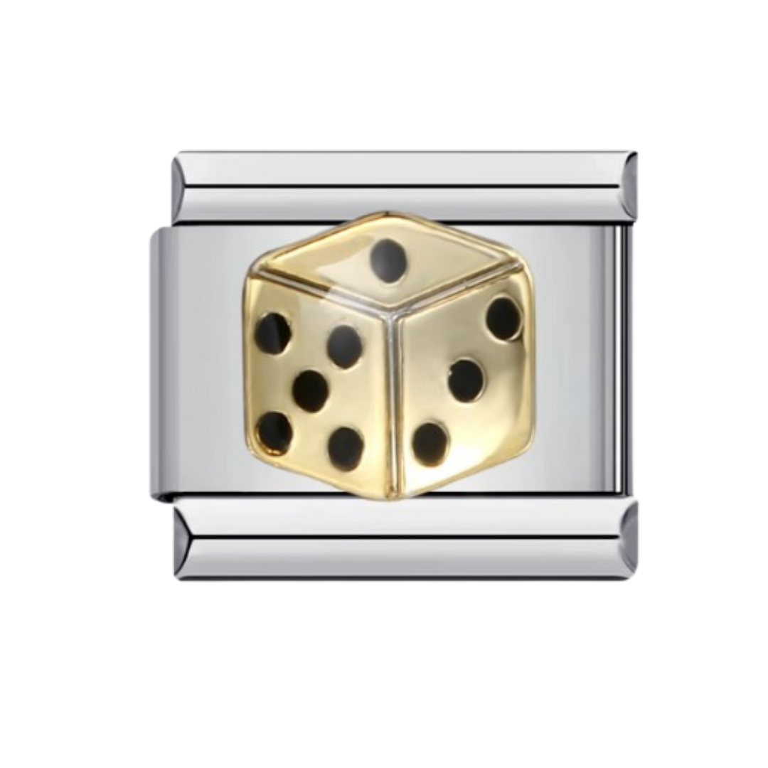 Pingente Charm Dado Dourado