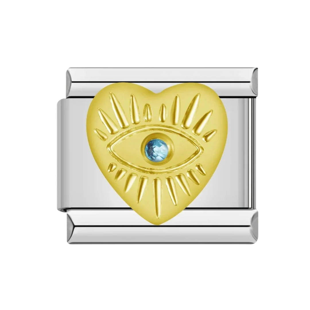 Charm Eye Heart Gold