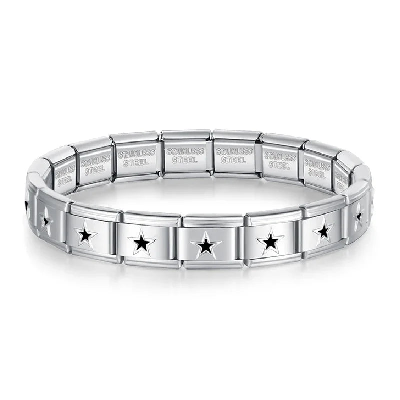 Brazalete Plateado Estrella Negro