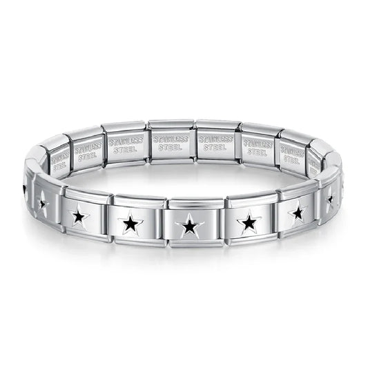 Brazalete Plateado Estrella Negro