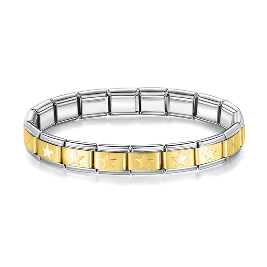 Brazalete Plateado Estrella Dorado