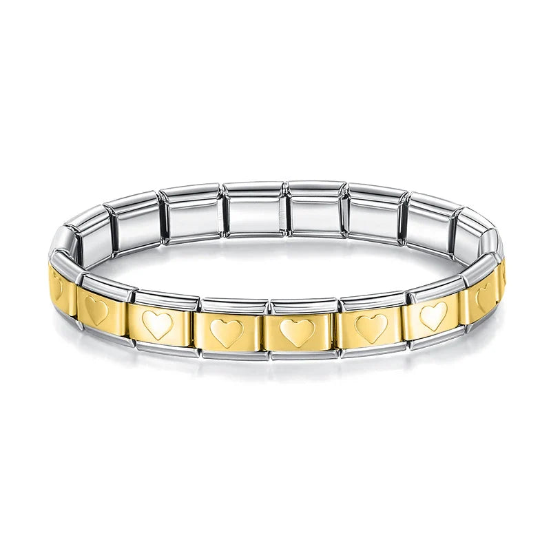 Brazalete Plateado Heart Dorado