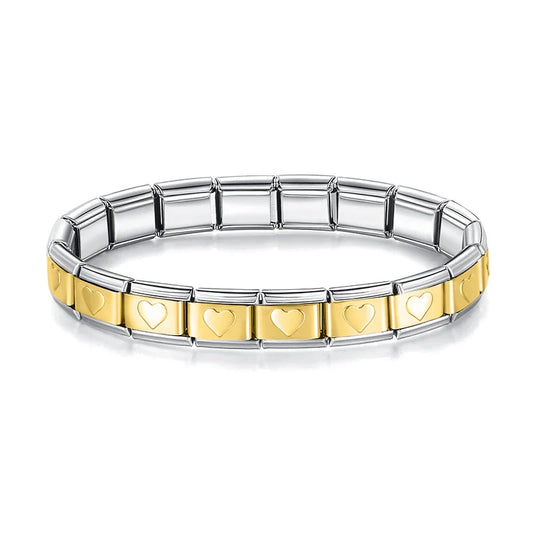 Brazalete Plateado Heart Dorado