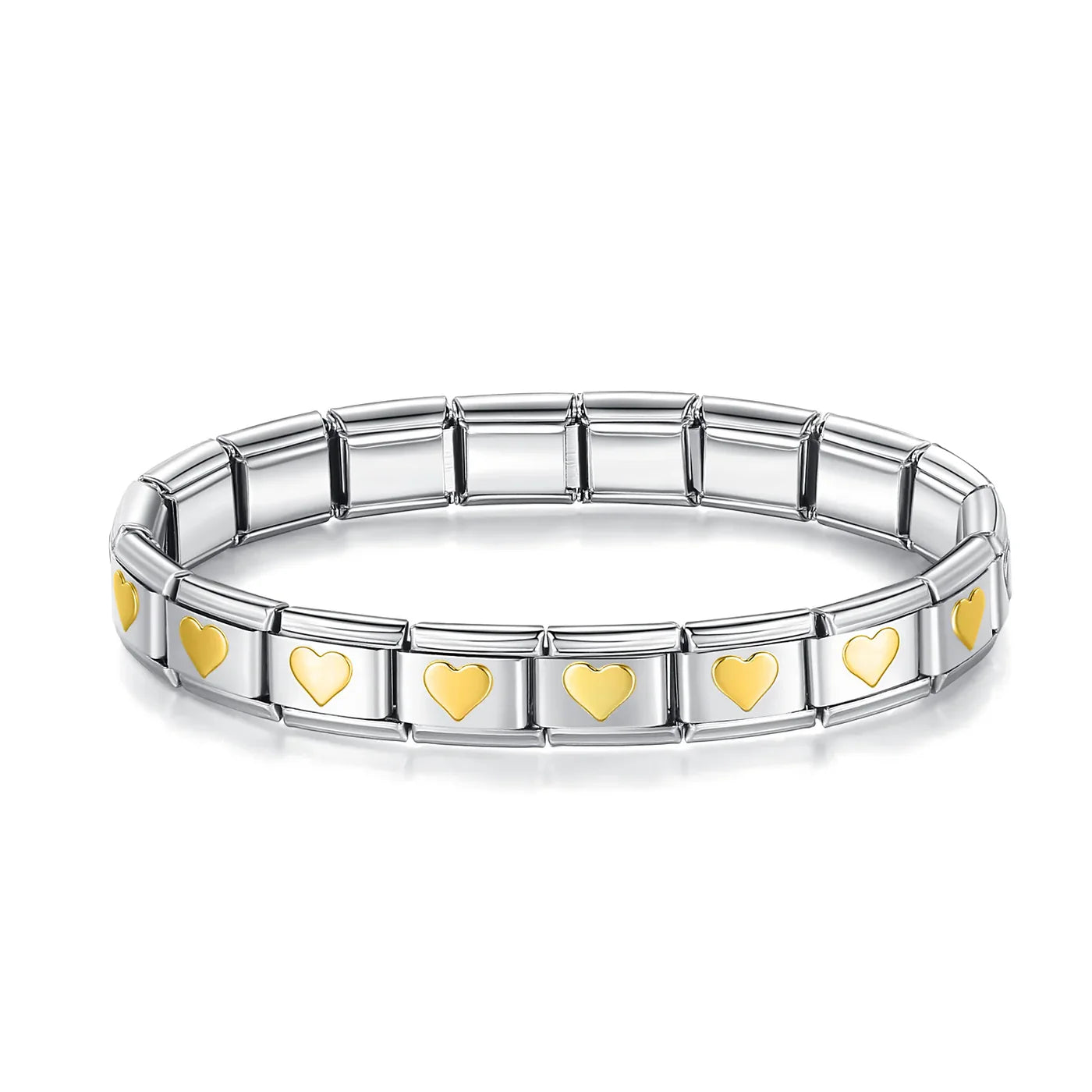 Brazalete Plateado Corazón Dorado