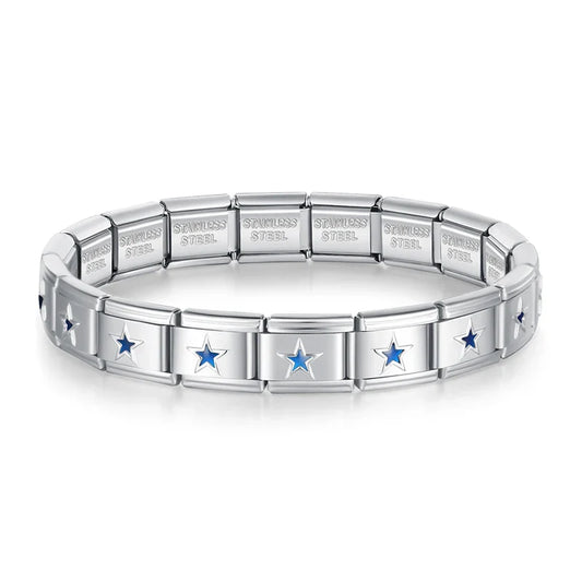 Brazalete Plateado Estrella Azul